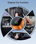 Wireless CarPlay Adapter 2026 Upgraded for iPhone＆Android,2in1 Mini CarPlay Wired to Wireless with Fast Stable Connection,Plug & Play,WLAN Dual-Band 2.4G+5.8G,No Delay,USB-A/USB-C