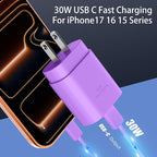 Phone 17 16 15 Charger Fast Charging,30W USB C Phone 17 16 15 Pro Max Charger Block &10FT Long Type C Cable Cord for i.Phone 17/17 Air/17 Pro/17 Pro Max/16/16 Plus/16 Pro Max/15/15 Pro Max,Purple