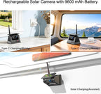 Fookoo 10.1“ Solar Magnetic Wireless Backup Camera HD 1080P DVR Touchscreen Monitor Portable 1 Min DIY Install No Drilling Rechargeable Battery Night Vision for RV Camper Trailer - DTC1004