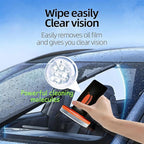 Glass Guard, Glass Oil Film Remover for Car, Glassy Emulsion Cleaner Roll-On Glass Compound with Cleaning Board, Removes Oil Film & Smudges, Improve Windshield Clarity for Safe Driving (100ml+Brush)