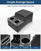 Upgraded Center Console, Truck Bench Front Seats Center Console Organizer and Storage, Cup & Phone Holder for Minivan, SUV, Middle Van