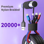Multi Charging Cable [2Pack 5FT],Nylon Dual IP 4 in 1 Charging Cable, Multiple Charger Cord with IP/IP/Type C/Micro Port, Compatible with Most Cell Phones/Tablets and More