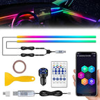Dreamcolor Acrylic Interior Car LED Strip Light with USB/Type C/4-Port Cigarette Lighter, RGB 2 in 1 with 110.2 inches LEDs Ambient Lighting Kits, Sound Active Function Neon Led Strips for Car