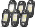 6Pods White Rock Lights 24 LEDs Chips Neon Trail Rig Lamp Underglow Lighting for Cars Trucks SUV ATV (White)