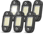 6Pods White Rock Lights 24 LEDs Chips Neon Trail Rig Lamp Underglow Lighting for Cars Trucks SUV ATV (White)