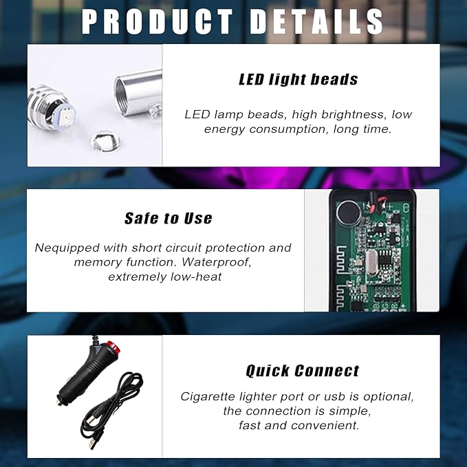 Interior Car LED Strip Lights with APP Control, 3 in 1 RGB Ambient Lighting Kit with 197 inches Fiber Optic, 16 Million Colors Neon Strip USB Music Sync Atmosphere LED for Vehicles