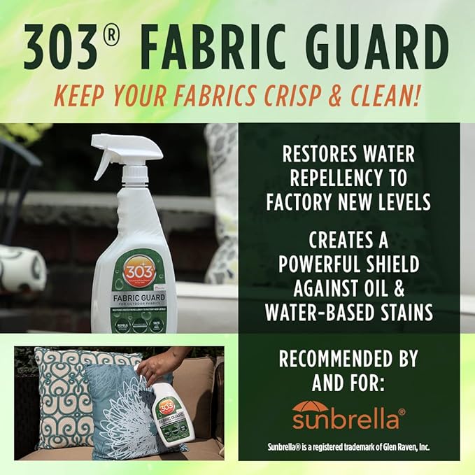 303 Fabric Guard - Restores Water and Stain Repellency To Factory New Levels, Simple and Easy To Use, Manufacturer Recommended, Safe For All Fabrics, 32oz (30606CSR)