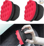 Wevdn 2PCS Tire Shine Applicator, Durable & Reusable Hex Grip Tire Dressing Sponge Foam Detailing Pad, Washable Round Shape Wheel Tire Shine Car Cleaning Sponge, Car Accessories (Red-Large)
