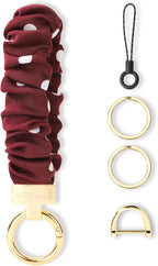 WEESMILE Keychain Wristlet, Stretchy Key Chain for Car Keys with D ring, Cute Scrunchie Wrist Bracelet for Women Men