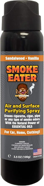Smoke Eater Odor Eliminator Aerosol Spray, Sandalwood Vanilla, 3.5 oz — Tea Tree Oil Breaks Down Smoke at the Molecular Level