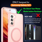 OWKEY for Samsung Galaxy S21 Case with Stand, Magnetic Shockproof Case Fit for Magsafe Translucent Matte Cover for Samsung S21, Pink