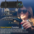Mirror Dash Cam Front and Rear Camera with Apple Carplay/Android Auto 9.66 inch Mirror Backup Camera for Cars&Trucks Driving Recorder Voice Control 24-Hour Parking Monitoring Waterproof Night Vision