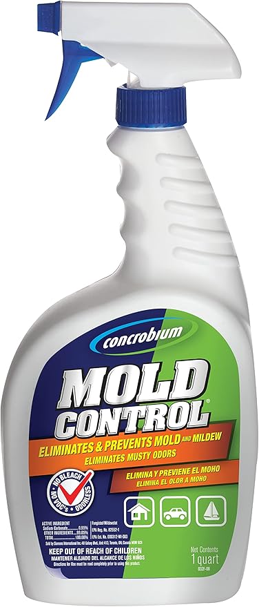 Concrobium Mold Control Spray, 32 oz, Mold and Mildew Cleaner for Hard Surfaces, Helps Eliminate and Prevent Mold and Musty Odors, No Bleach Formula for Indoor and Outdoor Use