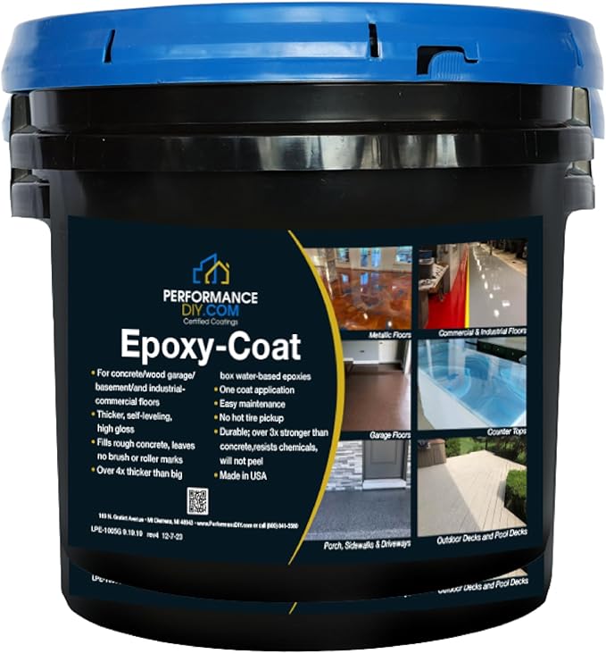 PerformanceDIY Good Full Kit Epoxy Floor Coating- Gray Base with Gray Blend 1/4" flakes-Light Flake Coverage,Covers 500 sq. ft.-for Garage,Basement, Patio,Commercial Floors,Concrete-Non-Toxic