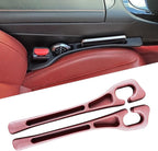 Elastic Car Seat Gap Filler Organizer (2-Pack) - Universal Fit for Car SUV Truck, Black Leather Texture, Prevents Items from Falling Between Seats, Easy Installation Tool-Free (Red)
