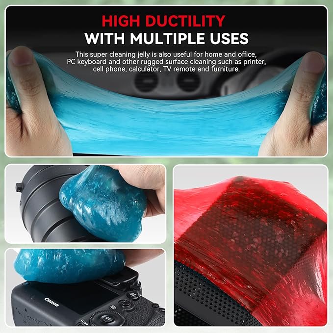 Auto Dynasty 2024 Universal Home/Office Keyboard/Interior Car Air Vent Auto Detailing Car Slime Cleaner Dust Cleaning Removal Gel Putty Jelly, Pack of 3, Red, Blue, Green
