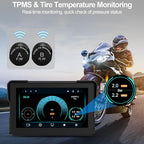 Artman Motorcycle Dash cam Front and Rear, 7'' IPS Touch Screen, Portable Motorcycle Carplay for Apple Carplay and Android Auto GPS Navigation System, TPMS Compatible, IP67 Waterproof & 64G SD Card