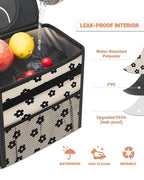 Capolo Car Trash Can with Lid, Leakproof Car Trash Bag Hanging Waterproof Automotive Garbage Can with Storage Pockets Mini Vehicle Trash Bin for Back/Front Seat(Black Flower,2.5 Gallon)