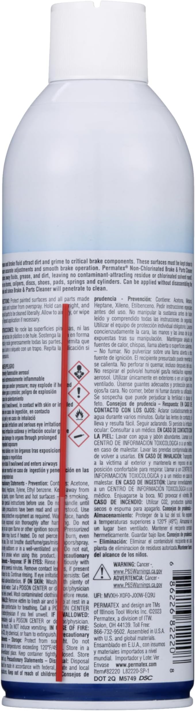 Permatex 82220 Non-Chlorinated Brake and Parts Cleaner, 14.5 oz. Aerosol Can, Pack of 1