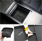 Jaronx Compatible with Tesla Model S/X Center Console Organizer 2021-2026, Silicone Console Organizer Armrest Storage Box Bottom Tray for Model S/X Accessories Plaid/Long Range(2PCS)