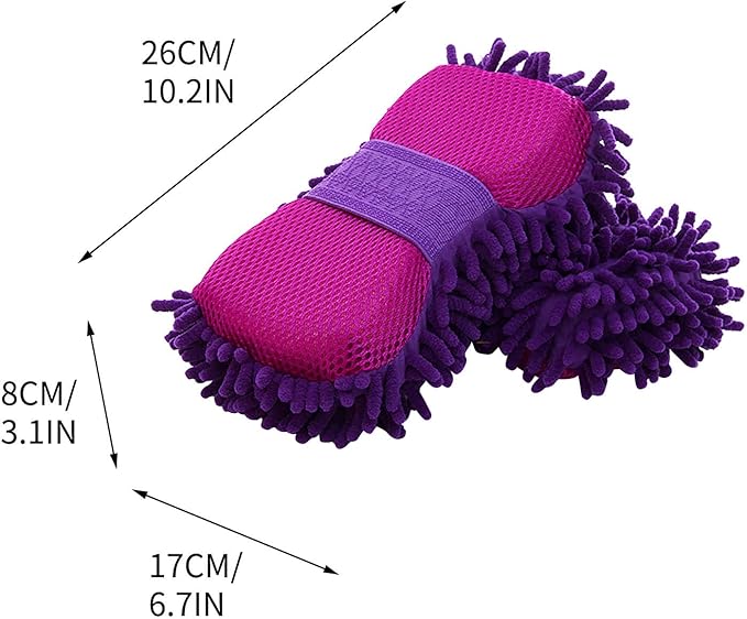 Car Wash Mitt,Microfiber Chenille Car Wash Mitt,Double-Sided lint-Free,Scratch Free,Cleaning Mitts for Truck, SUV, RV (Purple)