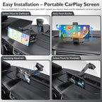 10.26" Portable Carplay Screen for Car, 4K HD Car Stereo Touch Screen with Apple CarPlay and Android Auto, 4K Dash Cam, 1080P Backup Camera, Mirror Link, Voice Control, Bluetooth, GPS, AUX/FM