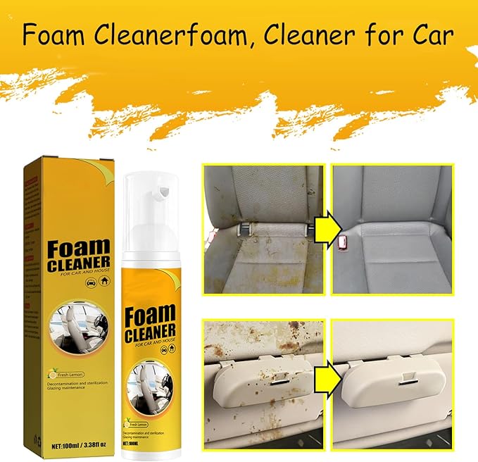 100ml Polishing Cleaner Car Interior, Car Steering Wheel Foam Cleaner, All Purpose Waterless Interior Polish Detailer and Cleaner (100ml 3)