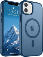 SUPFINE Magnetic for iPhone 12 Case/iPhone 12 Pro Case (Compatible with MagSafe)(Military Grade Drop Protection) Slim Translucent Matte Shockproof with Anti-Fingerprint Phone Case,Deep Blue