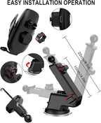 Wireless Car Charger Mount, Fast Charging Auto Clamping 15W Intelligent Dual Control Induction Car Phone Holder Mount Wireless Charging Compatible with All iPhone Android Smartphone
