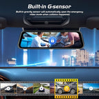 9.66 Inch Rear View Mirror Camera - 4K Mirror Dash Cam Front and Rear with 1080P Rear Camera - Full Touch Screen Mirror Camera for Car with WiFi&APP Control Parking Monitor Night Vision + 64GB Card
