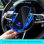 Sun Walker Wireless Car Charger Mount, Electric Induction 15W Fast Charging Bracket Air Vent Phone Holder, Auto-Clamping Wireless Charger Vent Mount Compatible with Most Smartphones (Blue)