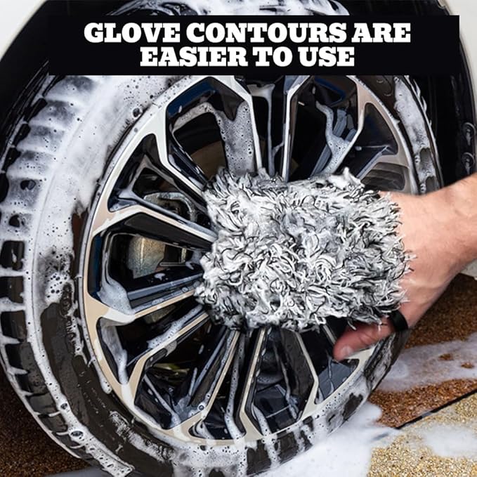 2PCS Microfiber Car Wash Mitt, Car Wash Gloves, 6.0 x 5.3 Inch Microfiber Wheel Cleaning Mitt, Car Washing Accessories Super Soft Long Hair Car Detailing Washing Gloves for Auto Cleaning