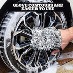 2PCS Microfiber Car Wash Mitt, Car Wash Gloves, 6.0 x 5.3 Inch Microfiber Wheel Cleaning Mitt, Car Washing Accessories Super Soft Long Hair Car Detailing Washing Gloves for Auto Cleaning