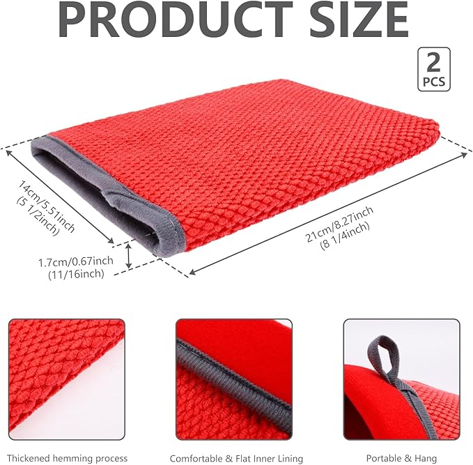 2 Pack Clay Mitt for Car Detailing - Clay Bar Glove Removes Grime, Iron Fallout & Contaminants from Paint, Glass, Wheels - Reusable Auto Detailing Mitt