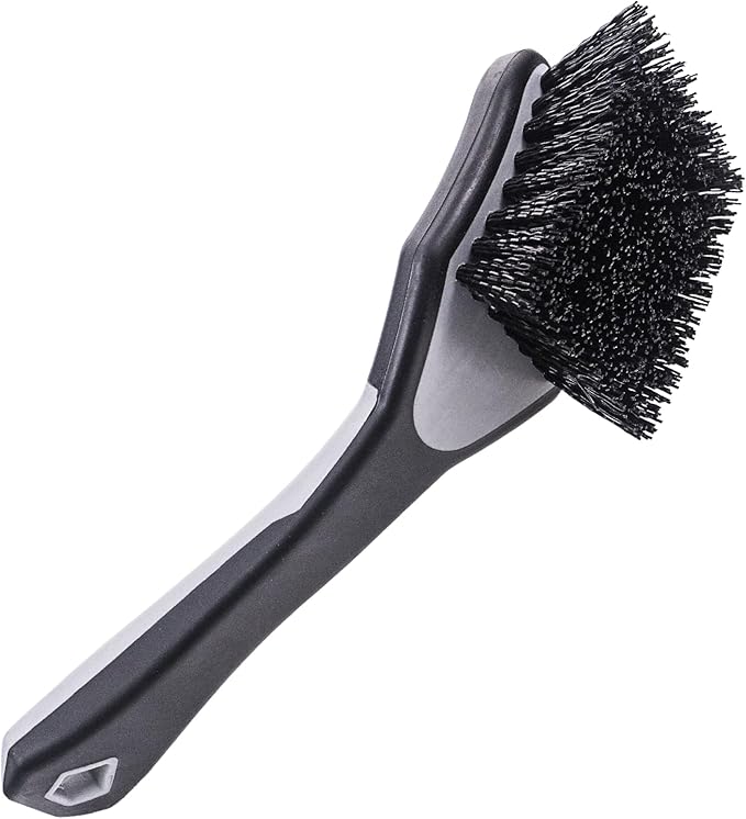 VIKING Tire Brush, Scrub Brush for Cars with Low Profile Tires, Brush for Car Detailing Kit, Grey with Black Bristles, 9.3 x 2.5 x 2.5 inch