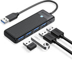 ORICO USB 3.0 Hub, 4-Port USB Hub with 0.5Ft Cable, Ultra Slim USB-Splitter for Laptop MacBook Pro, iMac, Surface Pro, XPS, PS5，PC, Flash Drive, Mobile HDD