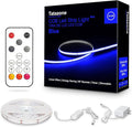 Tatazone 32.8ft Blue COB Led Strip Lights with RF Remote, Dimmable Bright Adhesive Indoor Led COB Light Strip for Cabinet, Paintings, Room, Bed