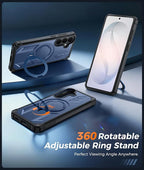 FNTCASE for Samsung Galaxy S26 Case: with [Magnetic Ring Kickstand] [Screen Protector] [Compatible with MagSafe] [Military-Grade Drop Protection] Dual-Layer Protective Textured TPU Phone Cover Blue