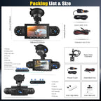 4 Channel 360° Dash Cam Front and Rear Inside Left Right,3 Inch 1080P Dash Camera for Cars Car Camera with IR Night Vision,Loop Recording,G-Sensor,Parking Assistance,24H Parking Monitor