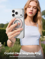 Lamicall for MagSafe Magnetic Phone Ring, 360° Rotating Ring with [Smooth Damping], Crystal Pink Finger Grip Christmas for Girls, Women, Strong Mag Safe Accessories for iPhone 17 Pro Max, All Phones