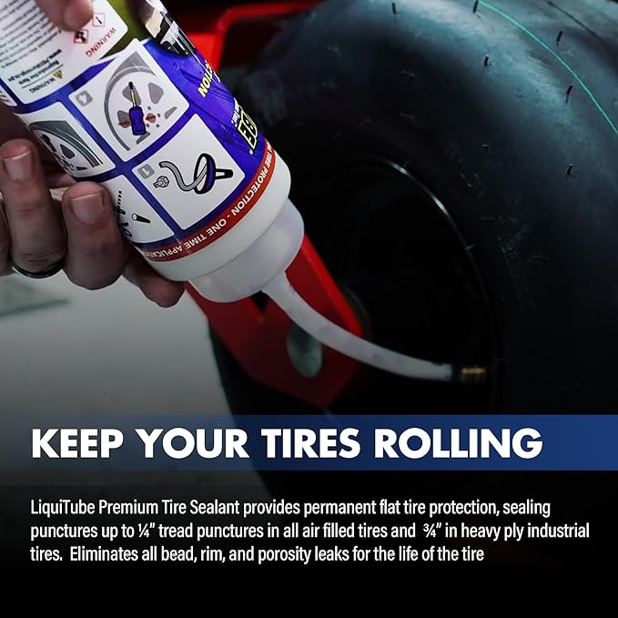 Premium Tire Sealant - Seals Instantly - Heavy Duty Premium Flat Tire Sealant - Maintains Air Pressure Year Round- Seals Bead, Rim, Porosity Leaks - Extends Tread Life (32 oz)