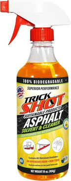 Trick Shot Asphalt Solvent and Cleaner - USDA Biobased Industrial Degreaser for Paving Equipment & Tools, Heavy Duty Formula, Food Grade Tar Remover & Bitumen Remover, Made in USA - 16 Fl Oz 6-Pack