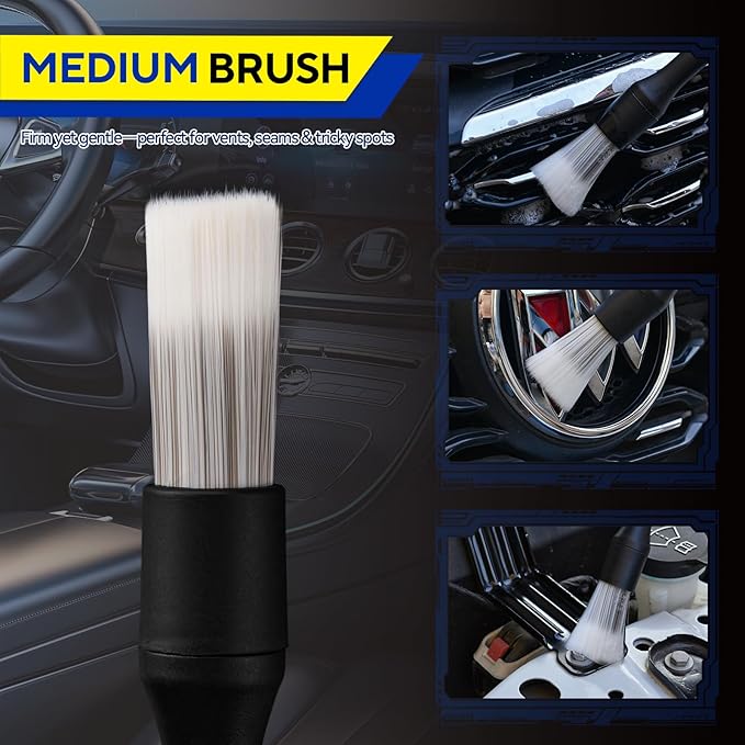 3PCS Car Detailing Brush Set, Ultra Soft Bristle Auto Interior Cleaning Brushes, Scratch-Free Dashboard Duster Kit for Vents, Leather, Screen, Console and Household Cleaning