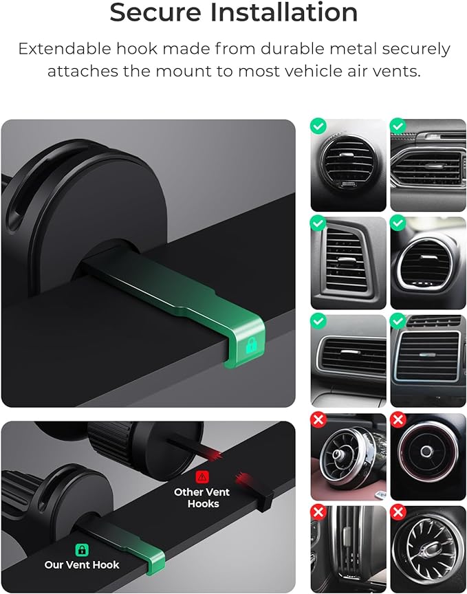 iOttie iTap 3 Magnetic Air Vent Car Mount Phone Holder with Magnetic Ring Adapter. Compatible with iPhone, Samsung Galaxy, Google Pixel, Huawei, LG, and All Qi Compatible Smartphones