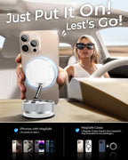 Vacuum Magnetic Phone Holder Stand [89+LBS Strongest Suction & 24*N55 Ultra Magnetic] 360° Adjustable Car Phone Mount for MagSafe Suction Cup, Compatible with Car/Gym/Mirror for iPhone 16 15