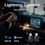 Wireless Carplay Adapter, Android Auto Adapter Plug and Play 2025 Carplay, Convert Wired to Wireless Supports Car Original Control, Mini Car Play Box for Cars