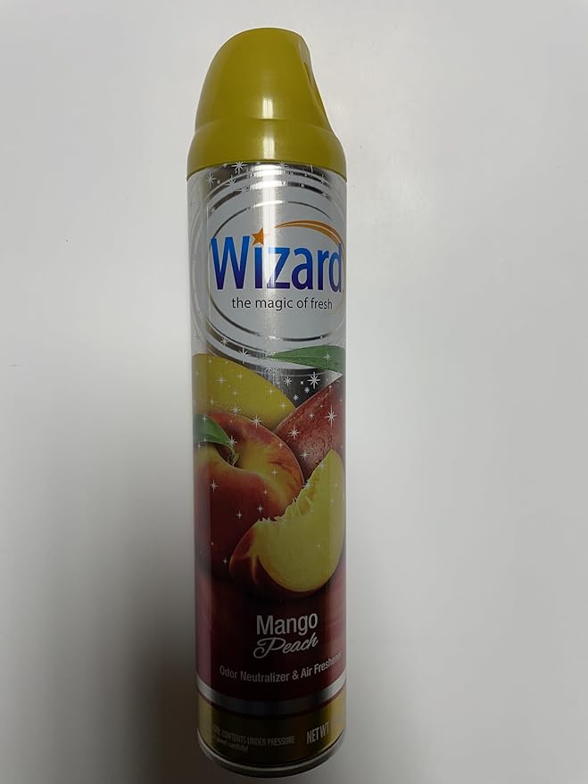Wizard The Magic of Fresh | Odor Neutralizer & Air Freshener - 10 Oz. Mango peach (Pack of 4) (Packaging May Vary)