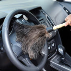 Midoneat Natural Black Ostrich Feather Duster,2 Packs,Car Duster Interior/Exterior Cleaner, Cleaning for Blinds Kitchen Keyboard Office, Smart and Soft and Fluffy (Black)