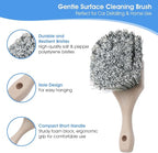 Nanoskin Professional 8.5-Inch Gentle Surface Cleaning Brush with Durable Salt & Pepper Polystyrene Bristles, Compact Short Handle, Resistant to Acids/Detergents, Perfect for Car Detailing & Home Use