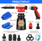 Updated 16 IN 1 Car Wash Foam Gun, Foam Cannon,Adjustable Hose Wash Sprayer with 2.5 to 6 Bars Foam Blaster,Suitable for Car Cleaning and Garden Use with 1/2” Quick Connector(Black)